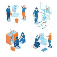 Plumbing Service Isometric Concept Vector Illustration