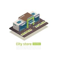 Store Mall Shopping Center Isometric Composition Vector Illustration