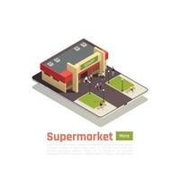 Shopping Center Store Mall Isometric Composition Vector Illustration