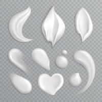 Crema cosmética mancha conjunto de iconos realista ilustración vectorial vector
