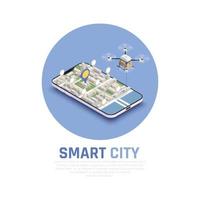 Smart City Isometric Composition Vector Illustration