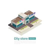 Isometric Store Mall Shopping Center Composition Vector Illustration