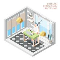 Human Circadian Rhythms Isometric Composition Vector Illustration