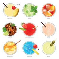 Top Cocktails Realistic Collection Vector Illustration