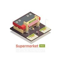 Isometric Store Mall Shopping Center Concept Vector Illustration