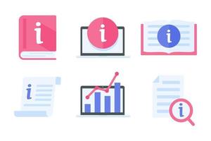 Information icon. data management reading guide Customer information assistance concept vector