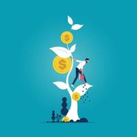 Financial growth concept. Growing money tree vector illustration