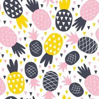 Seamless pattern with pineapple on a white background. Vecto vector