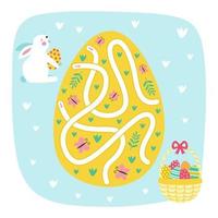 Easter Maze Game. Rabbit Way to the Easter egg. Game for kids. Vector