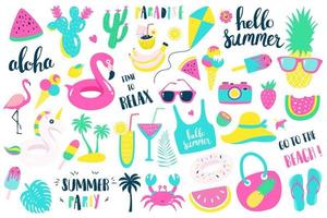 Summer set of design holiday elements, vector