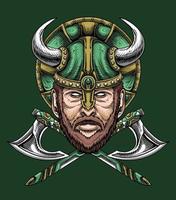 vector de ilustración de viejo guerrero vikingo