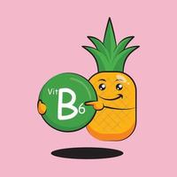 Cute pineapple character, the pineapple is contains vitamin B6