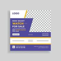 Smart Watch Sale Social Media Post Template Design. vector