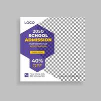 School Admission Social Media Post Template Design vector