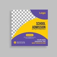 Back To School Admission Promotion Social Media Post Template Design. vector