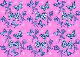 butterflies and flowers, vector seamless pattern, repeating pattern