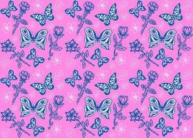 butterflies and flowers, vector seamless pattern, repeating pattern