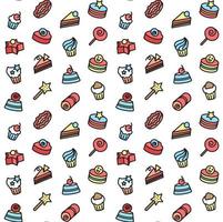 Seamless pattern of bakery and cake icons. Candy, sweet set vector