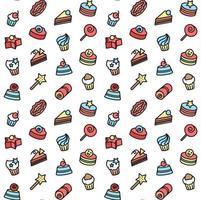 Seamless pattern of bakery and cake icons. Candy, sweet set vector