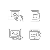 Internet censorship linear icons set vector