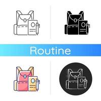 Backpack icon. Preparing for school classes vector