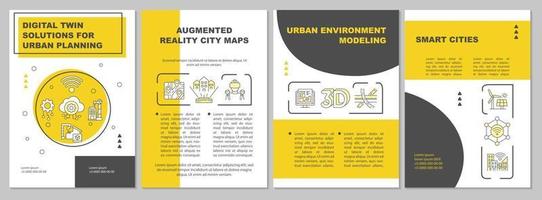 Plantilla de folleto de soluciones gemelas digitales para planificación urbana vector