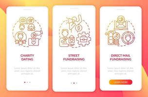 Philanthropic activities onboarding mobile app page screen vector