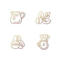 Conjunto de iconos de vector lineal degradado de preparación de café