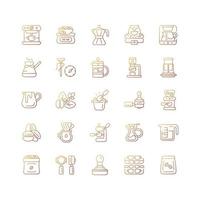 Coffee and barista accessories gradient linear vector icons set