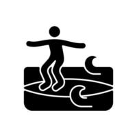 Noseriding surfing technique black glyph icon vector