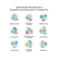 Sunstroke prevention concept icons set vector