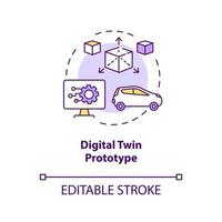 icono de concepto de prototipo de gemelo digital vector