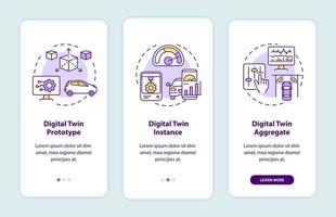 Digital twin types onboarding mobile app page screen vector