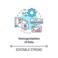 Homogenization of data concept icon vector