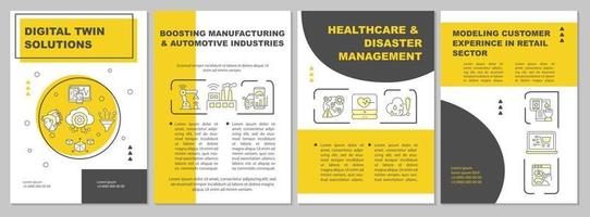 Digital twin solutions brochure template vector