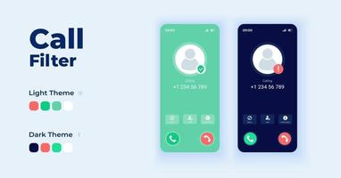 Call filter cartoon smartphone interface vector templates set