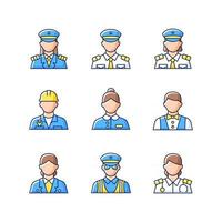 Ship staff RGB color icons set vector