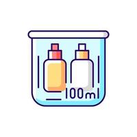 Travel size bottles 100 ml RGB color icon vector