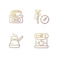 aparato para la preparación de café iconos de vector lineal gradiente