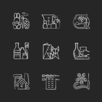 Trendy arts chalk white icons set on dark background vector