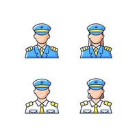conjunto de iconos de color rgb de tripulación de crucero vector