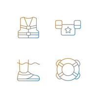 Pool equipment gradient linear vector icons set