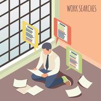 Work Searches Isometric Background Vector Illustration