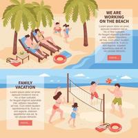 Ilustración de vector de banners horizontales de vacaciones en la playa