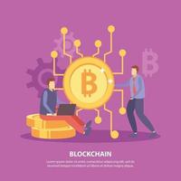 ICO Blockchain Flat Background Vector Illustration