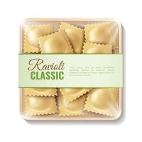 Classic Ravioli Packaging Composition Vector Illustration