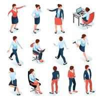 Businesswomen Isometric Set Vector Illustration