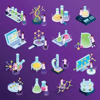 Conjunto de iconos de ciencia isométrica ilustración vectorial vector