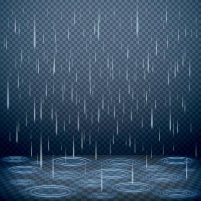 Falling Rain Realistic Background Vector Illustration