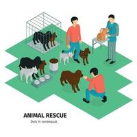 Animal Rescue Isometric Background Vector Illustration